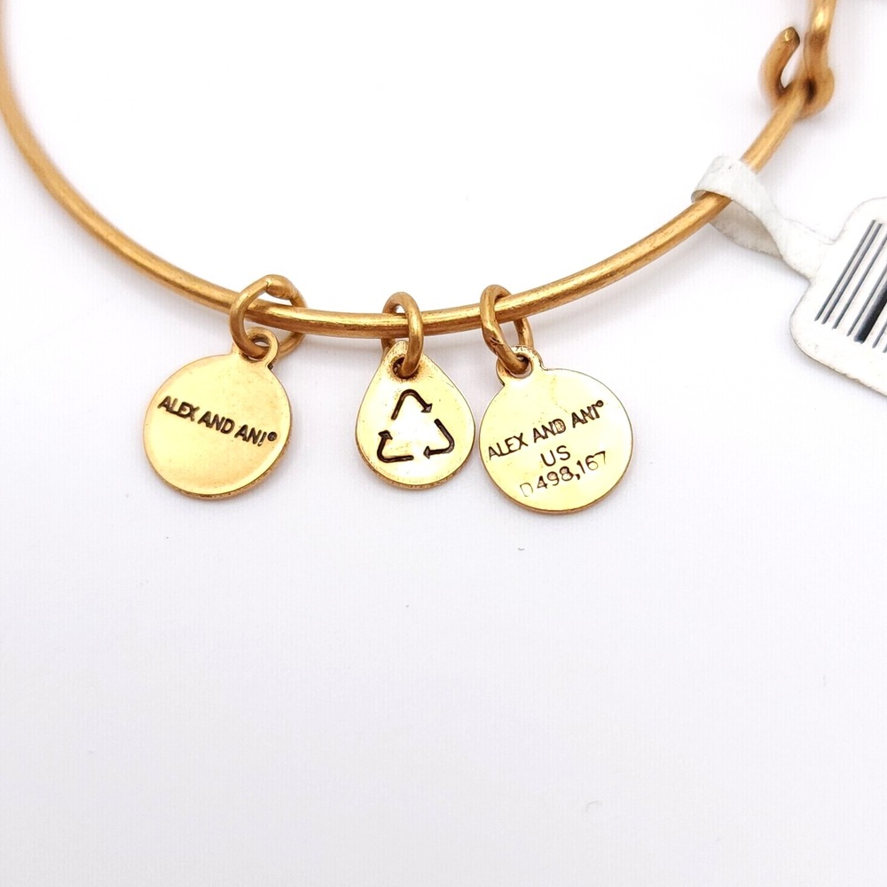 Alex & Ani Elder Charm Bracelet Women's Rafaelian Gold Expandable Bangle USA - Picture 3 of 8